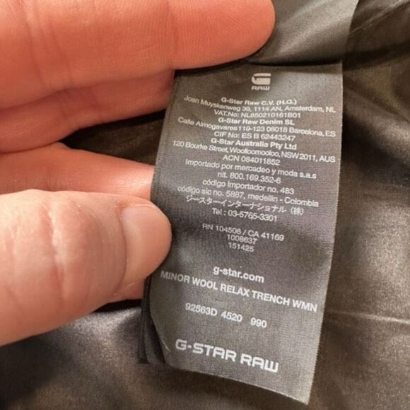 G-Star Raw Women's Wool Lined Relax Trench Overcoat Jacket Charcoal Gray Large - Picture 13 of 16